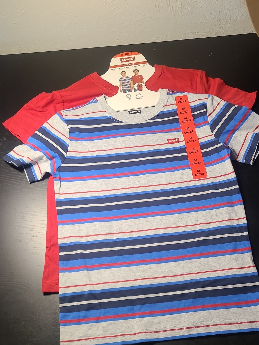 Levi's Kids Red, Blue & Gray Striped Short Sleeve Tee Set
